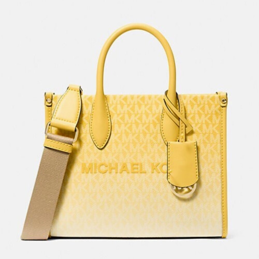 New Michael Kors Mirella Small Ombré Signature Logo Crossbody Bag Daisy Yellow